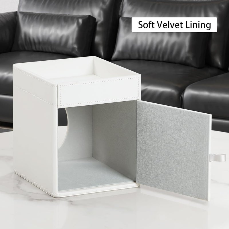 Cretkhp Tissue Box Cover, PU Leather Square Tissue Box Holder with Storage Tray for Bathroom Vanity Countertop Night Stands Bedroom Office Desk, Stylish Tissue Holder Decorative Organizer - Image 4